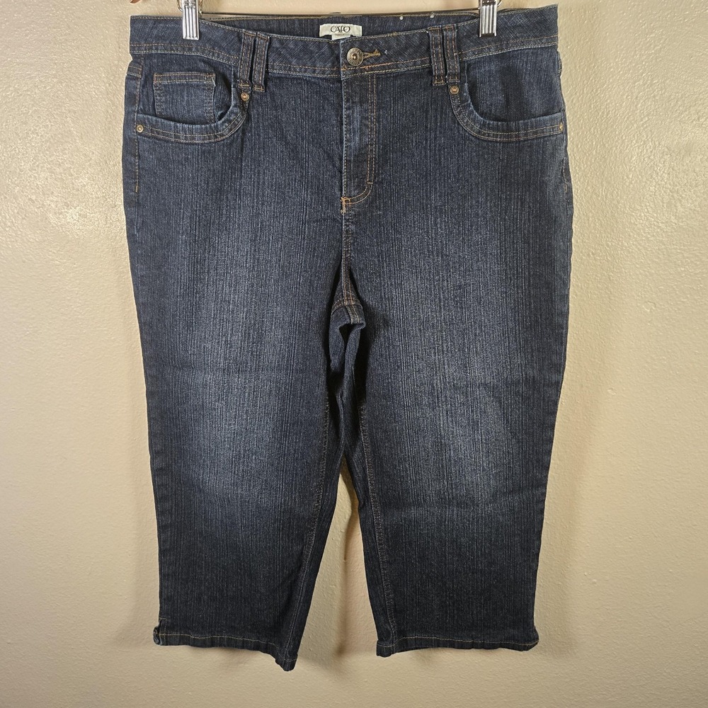 Cato Capri Jeans Womens 16 Blue Medium Wash High Rise Stretch Crop Denim Casual‎